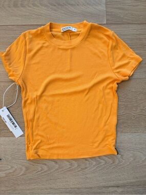 Stateside Bright Orange Ribbed Short Sleeve Tee